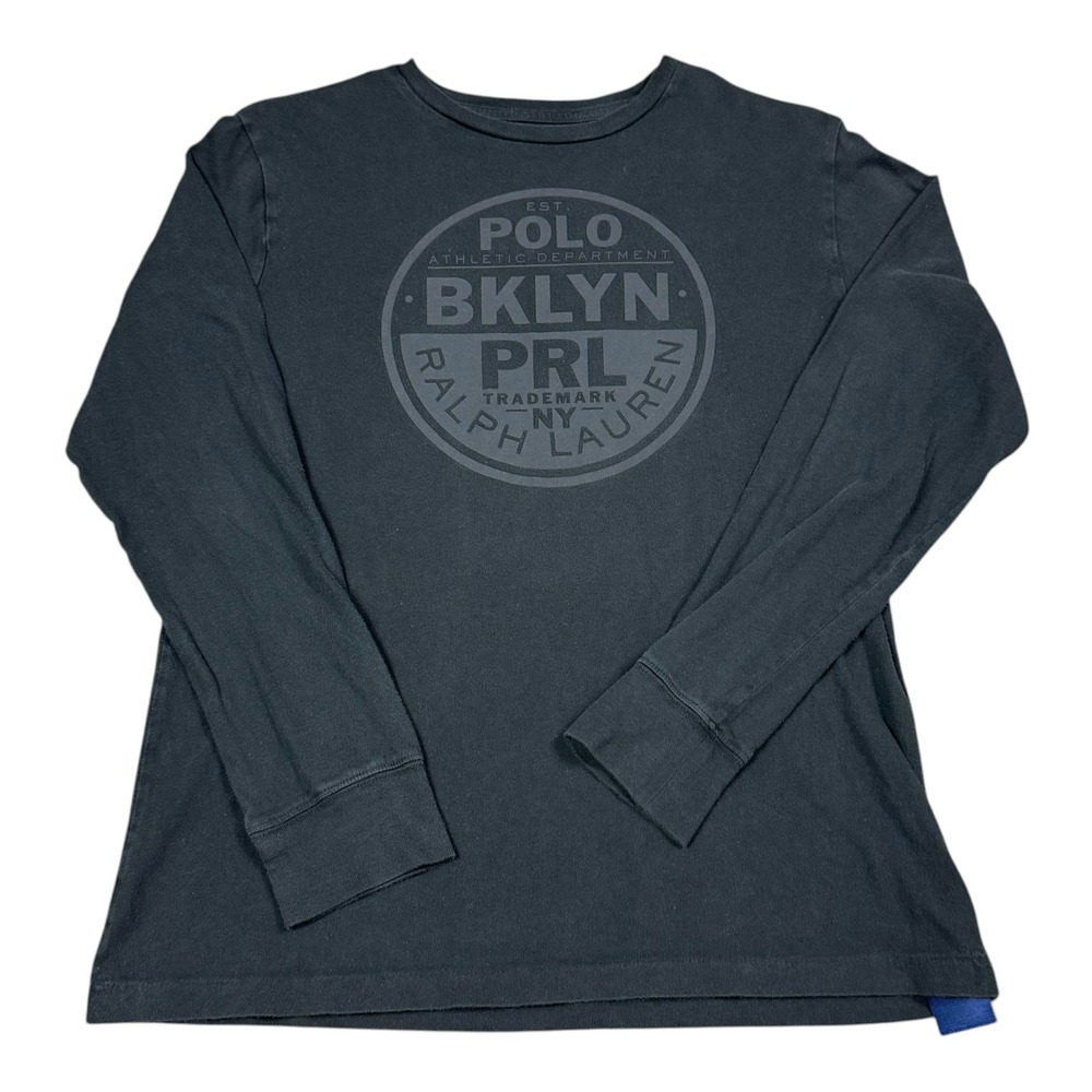 Polo‎ Ralph Lauren Brooklyn NYC Logo Black Long Sleeve Shirt Youth Large